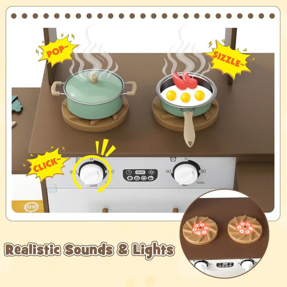 Corner Kitchen with Lights and Sounds for Kids Ages 3+-Coffee - Coffee - Play Kitchen Sets