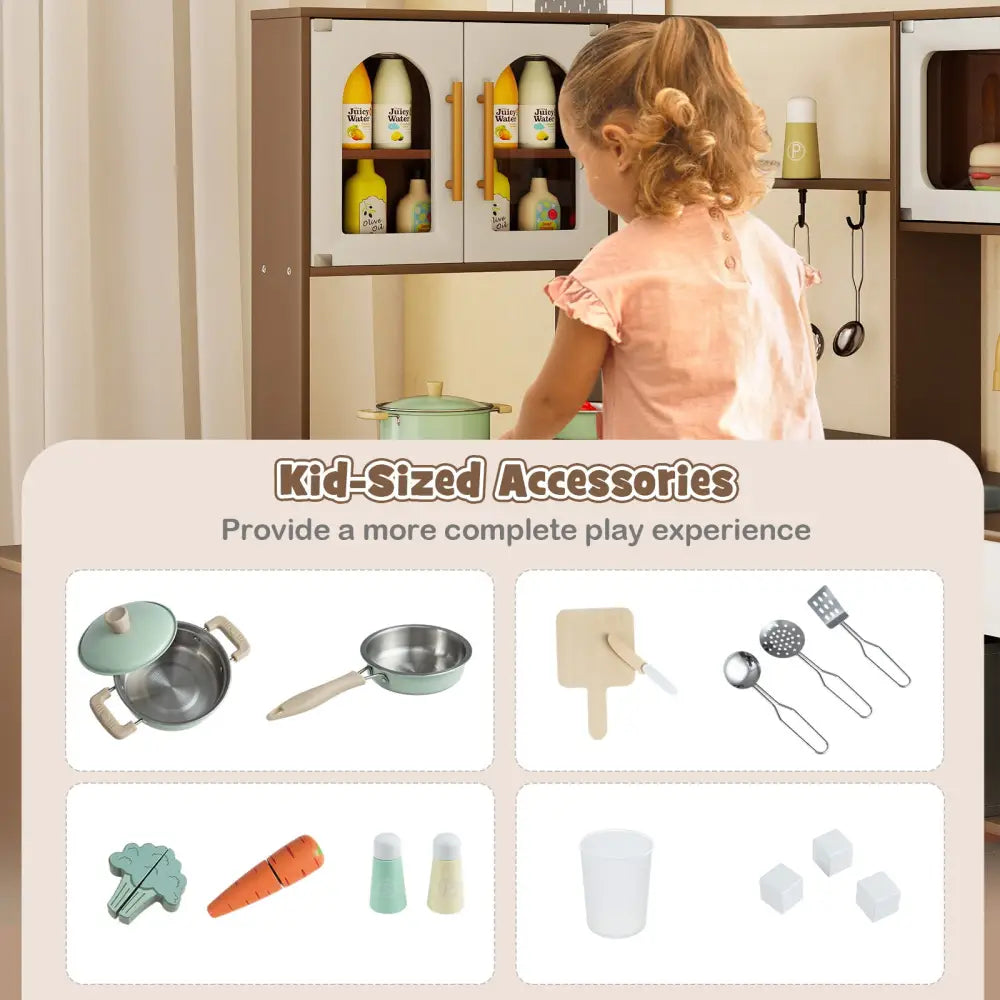 Corner Kitchen with Lights and Sounds for Kids Ages 3+-Coffee - Coffee - Play Kitchen Sets
