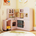Corner Kitchen with Lights and Sounds for Kids Ages 3+-Pink - Pink - Play Kitchen Sets