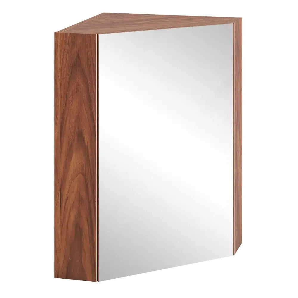 Corner Medicine Cabinet with Mirror with Open Mirror Door and Adjustable Shelf-Brown - Brown - Wall Cabinets