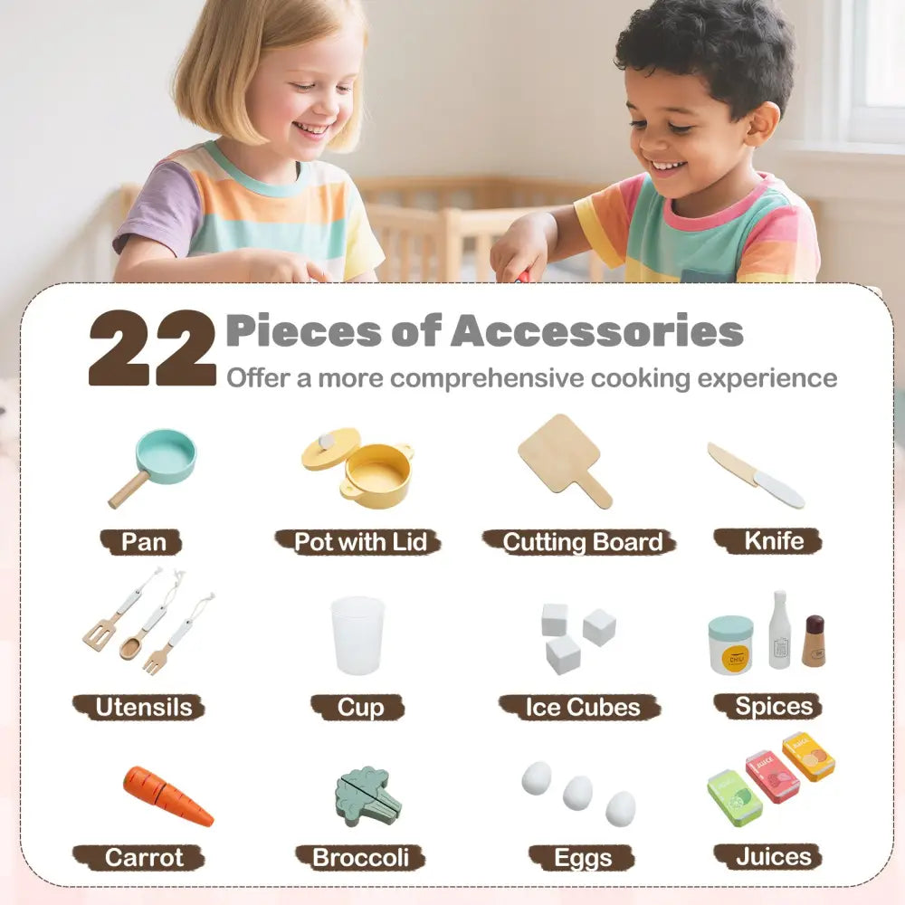 Corner Play Kitchen with Lights and Sounds for Ages 3+-Brown - Brown - Play Kitchen Sets