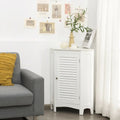 Corner Storage Cabinet Free Standing Bathroom Cabinet with Shutter Door - White - Floor Cabinets