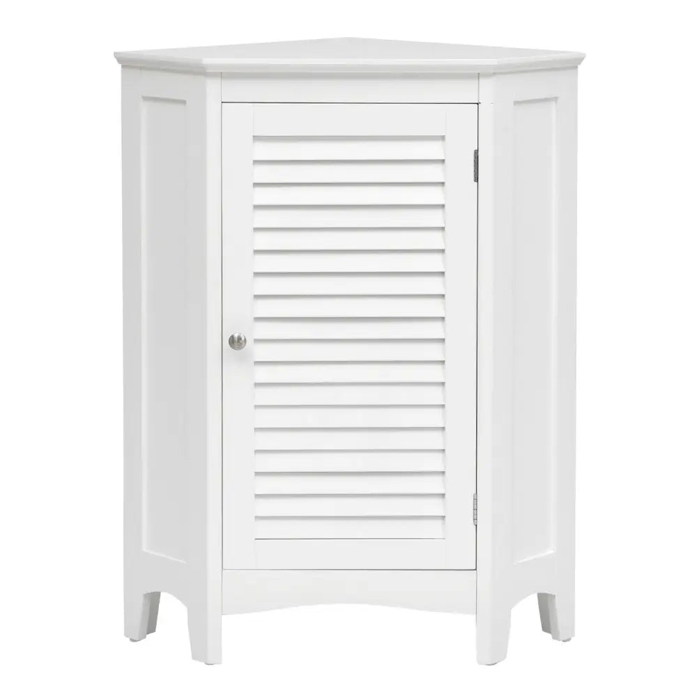 Corner Storage Cabinet Free Standing Bathroom Cabinet with Shutter Door - White - Floor Cabinets