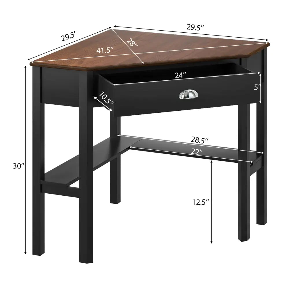Corner Wooden Piece Laptop Computer Desk-Coffee - Brown - Corner Desks