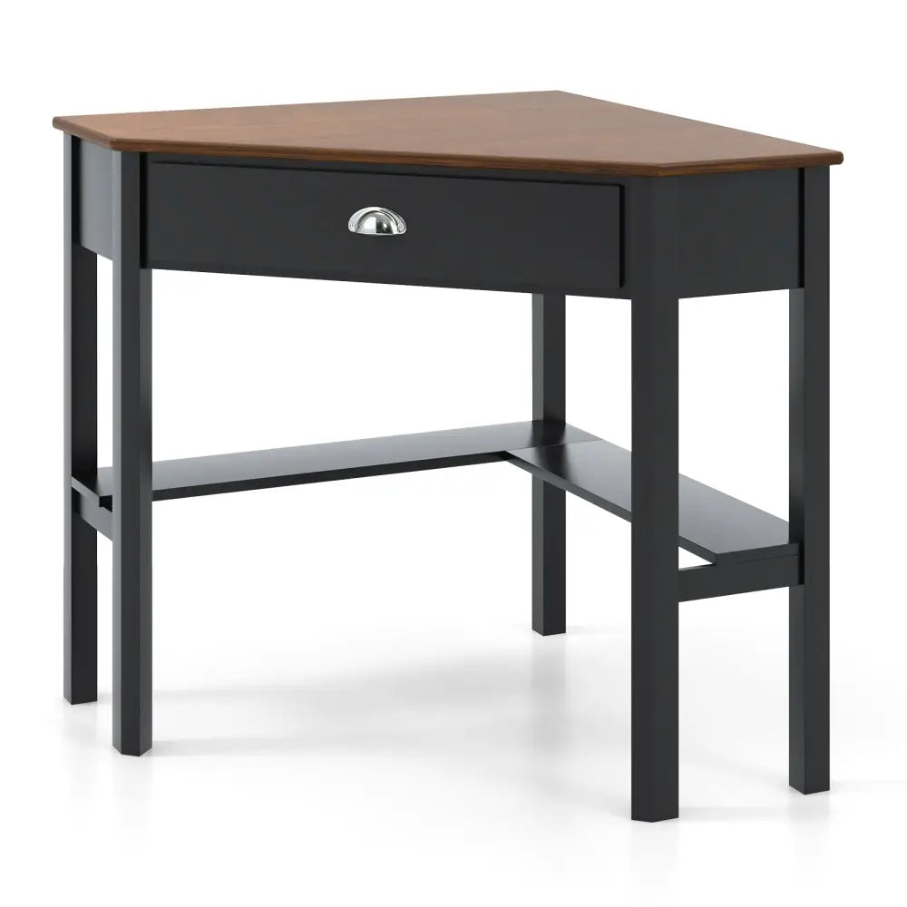Corner Wooden Piece Laptop Computer Desk-Coffee - Brown - Corner Desks