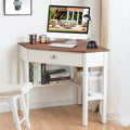 Corner Wooden Piece Laptop Computer Desk-Natural - Natural - Corner Desks