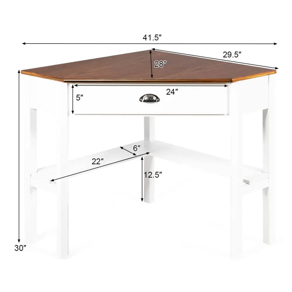 Corner Wooden Piece Laptop Computer Desk-Natural - Natural - Corner Desks