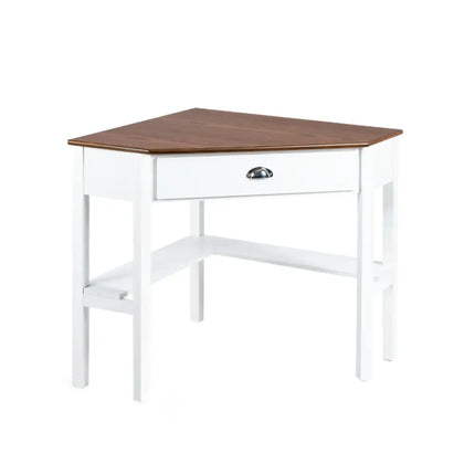 Corner Wooden Piece Laptop Computer Desk-Natural - Natural - Corner Desks