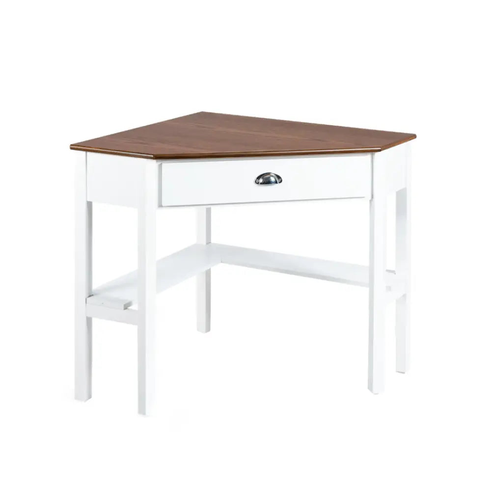 Corner Wooden Piece Laptop Computer Desk-Natural - Natural - Corner Desks