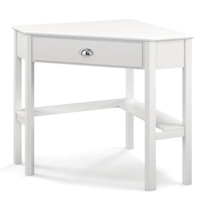 Corner Wooden Piece Laptop Computer Desk-White - White - Corner Desks