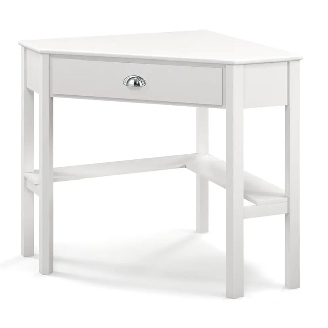 Corner Wooden Piece Laptop Computer Desk-White - White - Corner Desks
