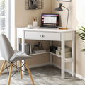 Corner Wooden Piece Laptop Computer Desk-White - White - Corner Desks