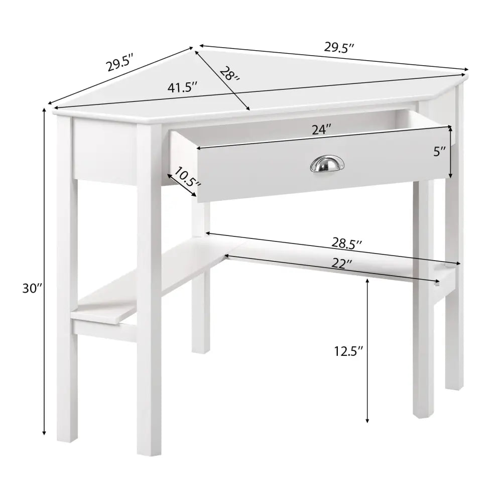 Corner Wooden Piece Laptop Computer Desk-White - White - Corner Desks
