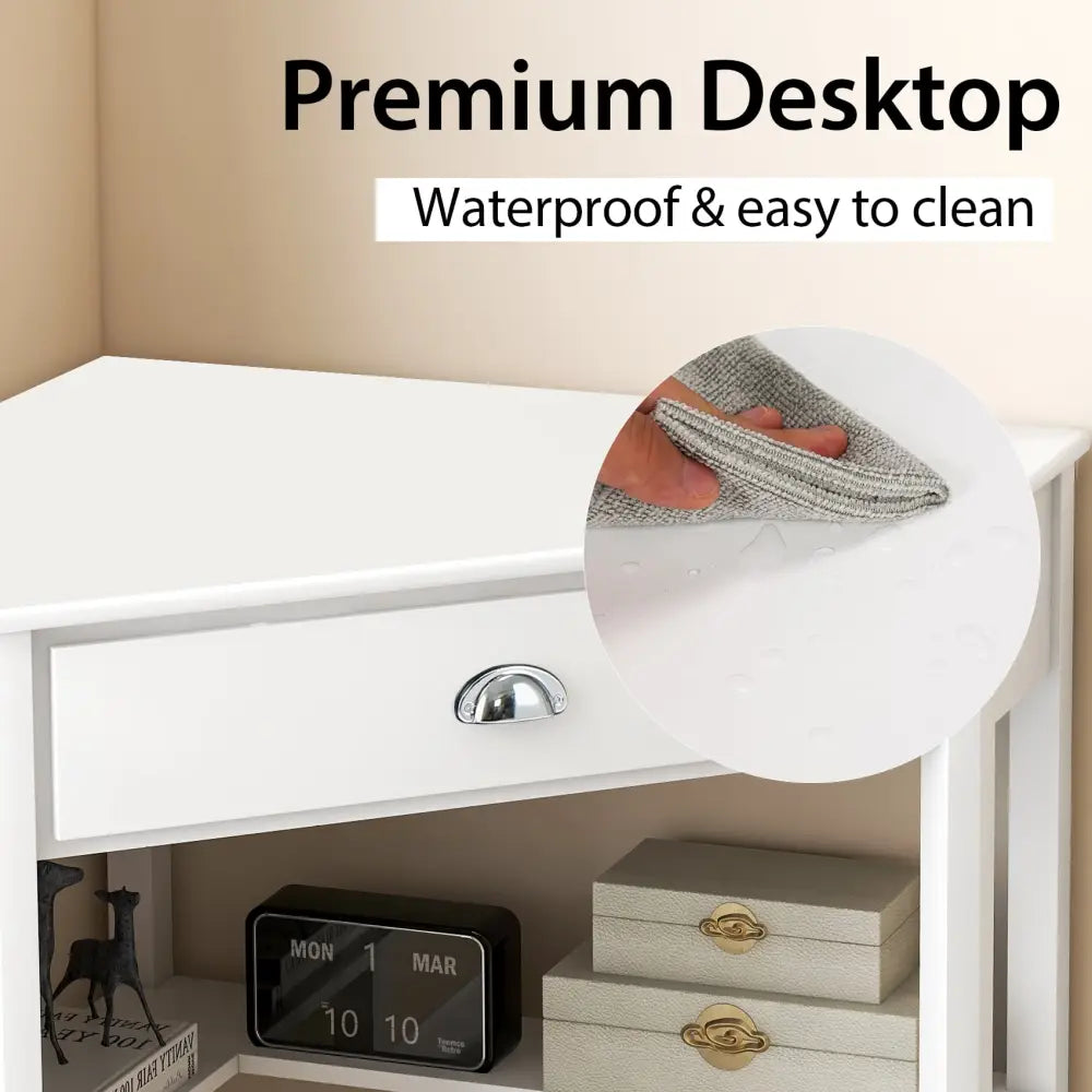 Corner Wooden Piece Laptop Computer Desk-White - White - Corner Desks