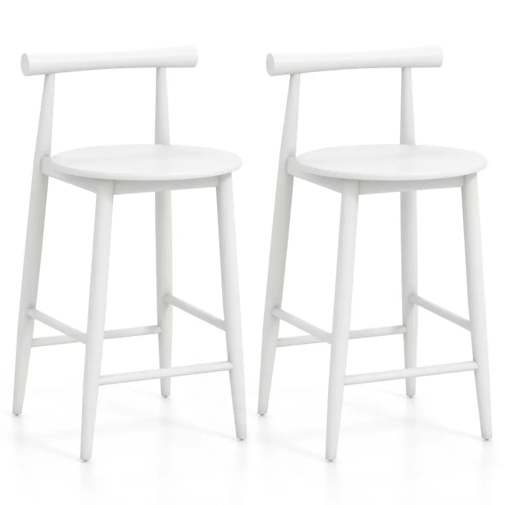 Counter Height Bar Chair Set with Acacia Wood Frame and Supporting Legs-White - White - Bar Stools