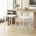 Counter Height Bar Chair Set with Acacia Wood Frame and Supporting Legs-White - White - Bar Stools