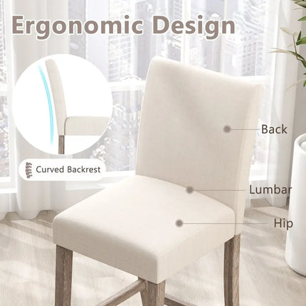 Counter Height Bar Stools Set of 2 with Back and Footrest-Beige - Beige - Kitchen & Dining