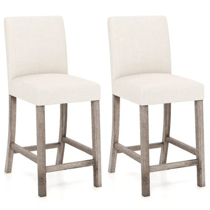 Counter Height Bar Stools Set of 2 with Back and Footrest-Beige - Beige - Kitchen & Dining