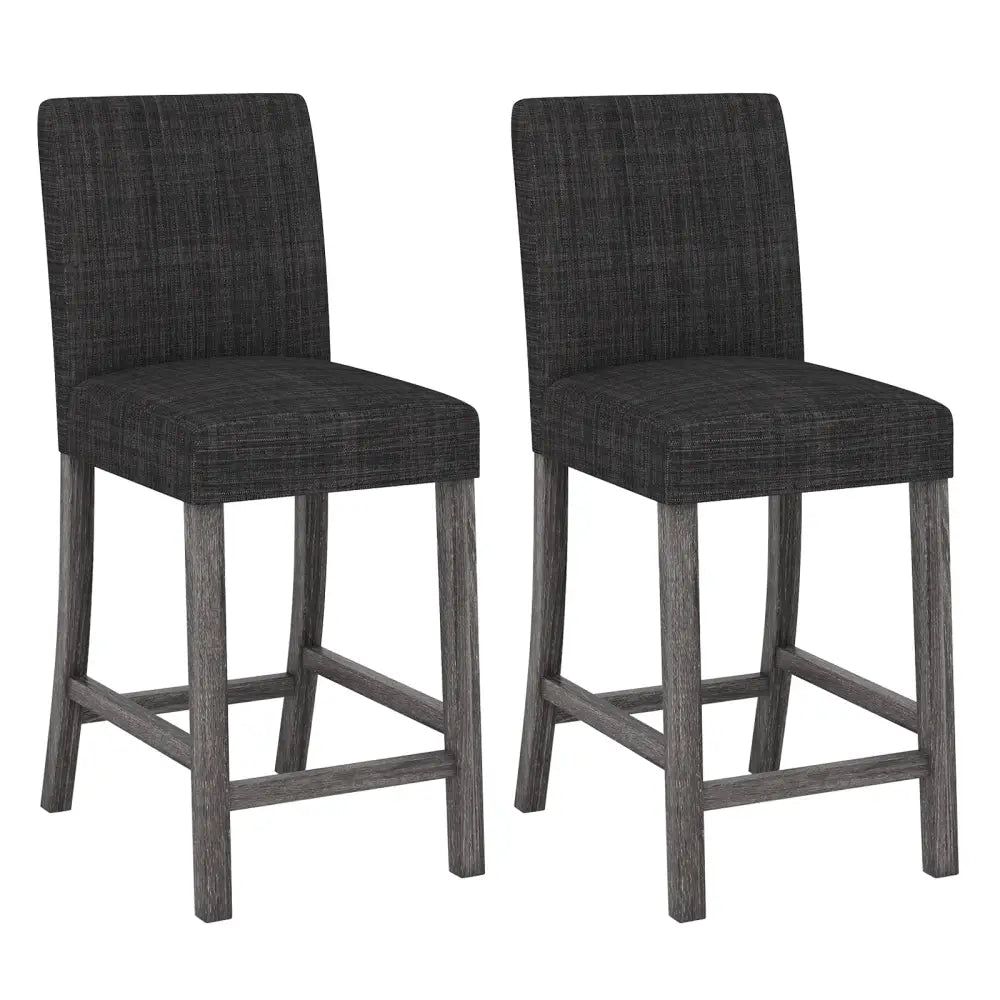 Counter Height Bar Stools Set of 2 with Back and Footrest-Gray - Gray - Bar Stools