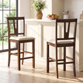 Counter Height Bar Stools with Contoured V-Back-Set of 2 - Walnut - Bar Stools