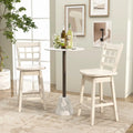 Counter Height Barstools Set of 2 with 6-Grid Hollow Back and Seat-White - White - Bar Stools