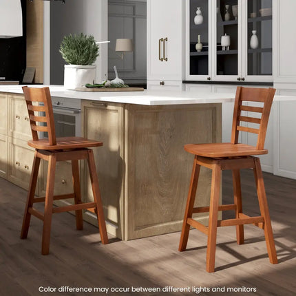 Counter Height Barstools Set of 2 with Footrest for Kitchen Island Bar-Walnut - Walnut - Bar Stools