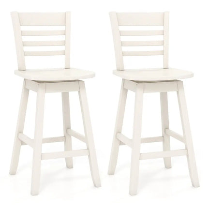 Counter Height Barstools Set of 2 with Footrest for Kitchen Island Bar-Cream White - Cream White - Bar Stools