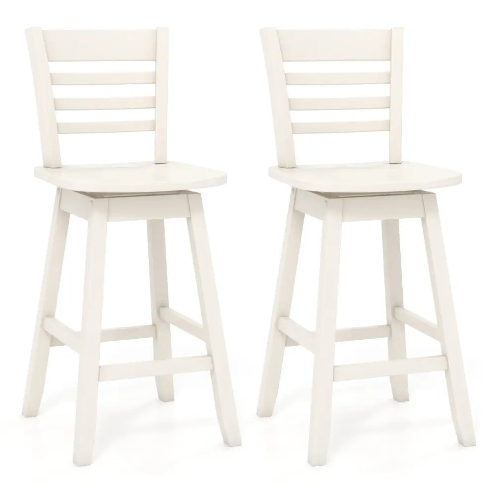 Counter Height Barstools Set of 2 with Footrest for Kitchen Island Bar-Cream White - Cream White - Bar Stools