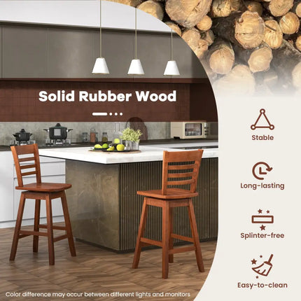 Counter Height Barstools Set of 2 with Footrest for Kitchen Island Bar-Walnut - Walnut - Bar Stools