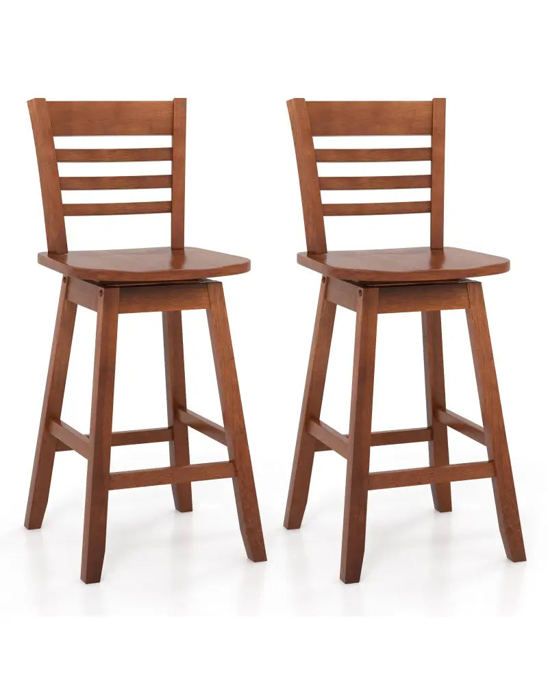 Counter Height Barstools Set of 2 with Footrest for Kitchen Island Bar-Walnut - Walnut - Bar Stools