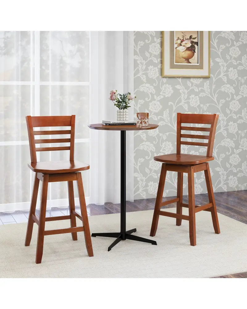 Counter Height Barstools Set of 2 with Footrest for Kitchen Island Bar-Walnut - Walnut - Bar Stools