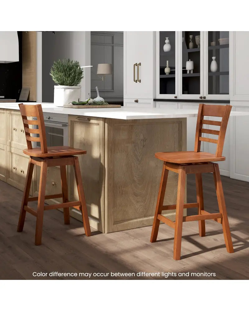 Counter Height Barstools Set of 2 with Footrest for Kitchen Island Bar-Walnut - Walnut - Bar Stools