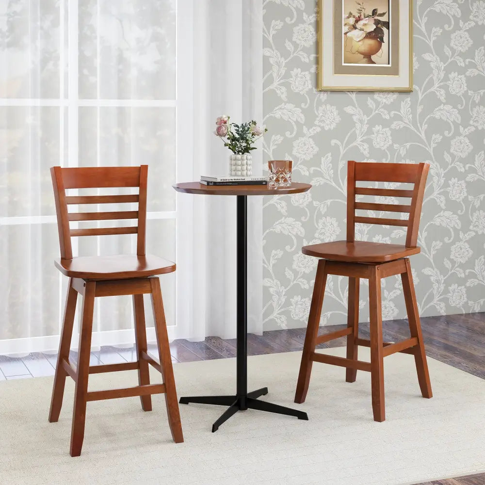 Counter Height Barstools Set of 2 with Footrest for Kitchen Island Bar-Walnut - Walnut - Bar Stools