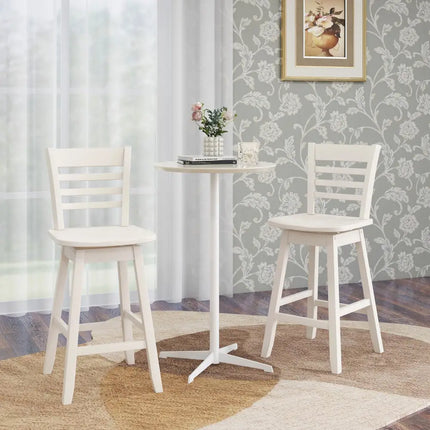 Counter Height Barstools Set of 2 with Footrest for Kitchen Island Bar-Cream White - Cream White - Bar Stools