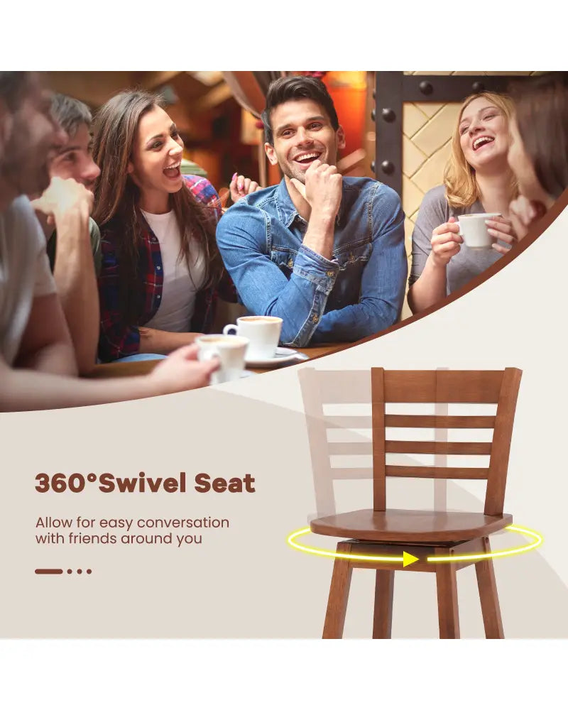 Counter Height Barstools Set of 2 with Footrest for Kitchen Island Bar-Walnut - Walnut - Bar Stools
