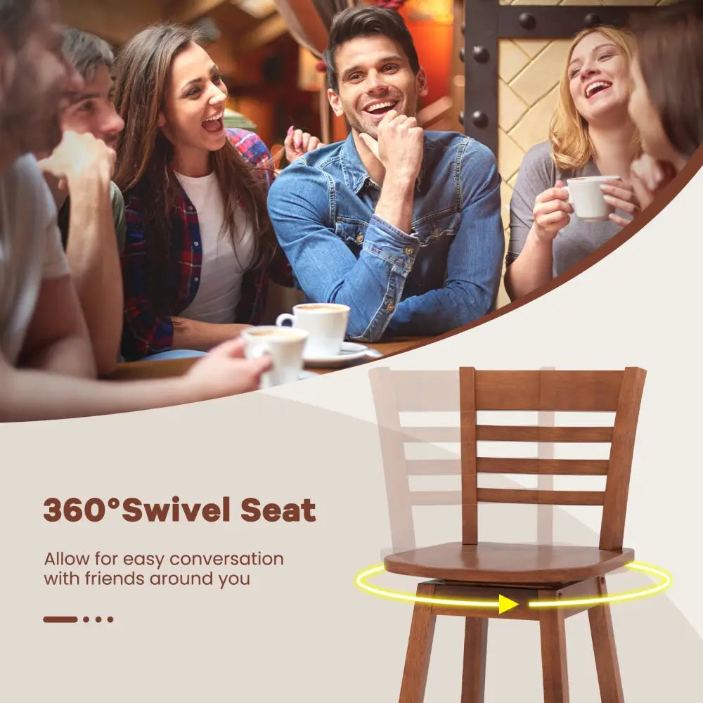Counter Height Barstools Set of 2 with Footrest for Kitchen Island Bar-Walnut - Walnut - Bar Stools