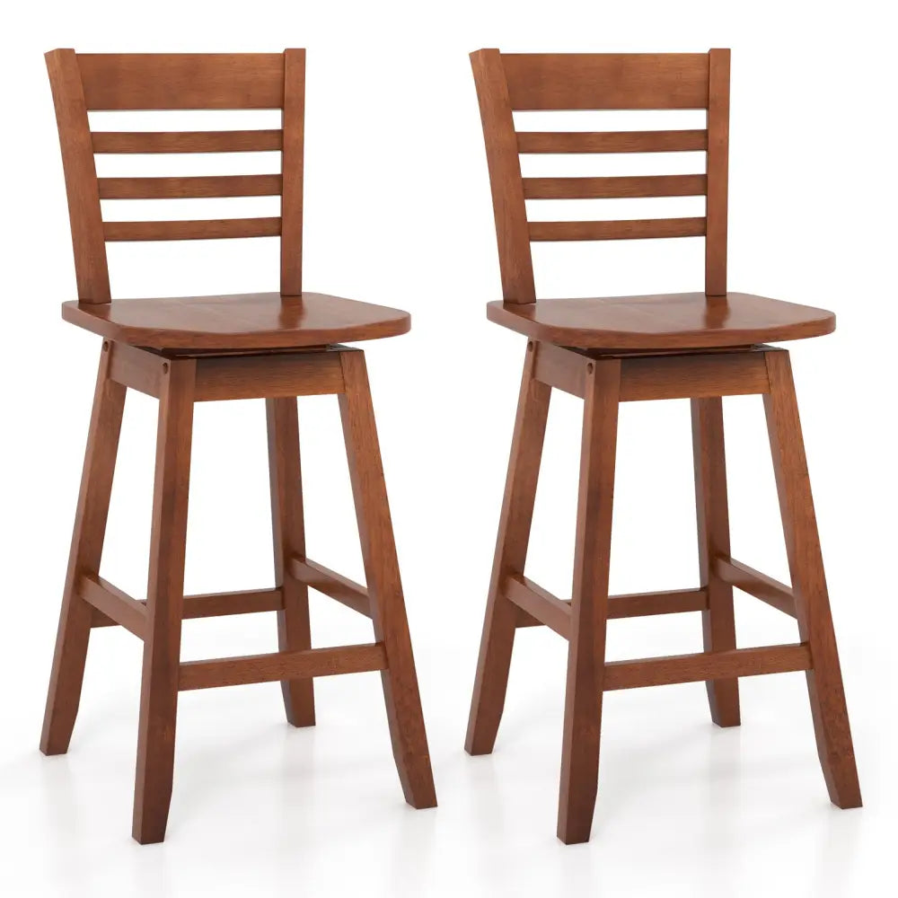 Counter Height Barstools Set of 2 with Footrest for Kitchen Island Bar-Walnut - Walnut - Bar Stools
