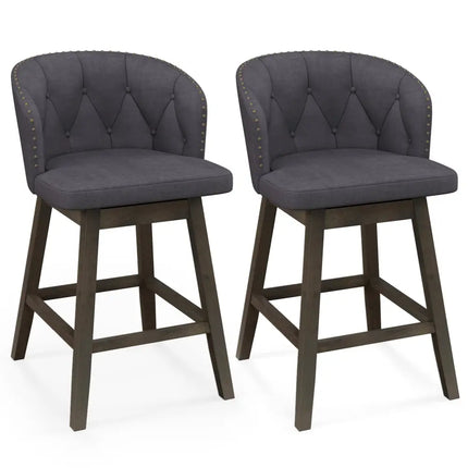 Counter Height Fabric Upholstered Bar Stools Set of 2-Gray - Gray - Bar Stools