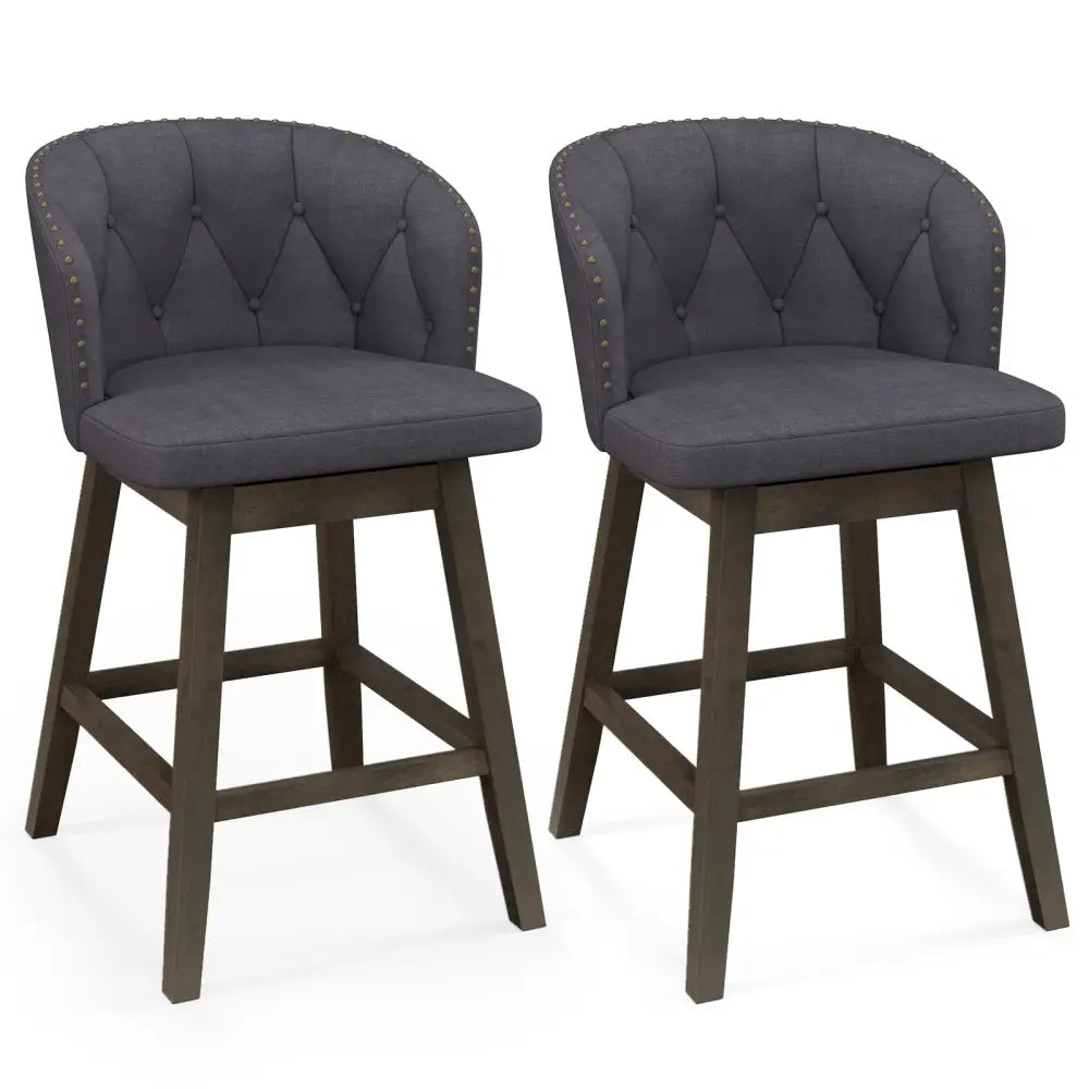Counter Height Fabric Upholstered Bar Stools Set of 2-Gray - Gray - Bar Stools