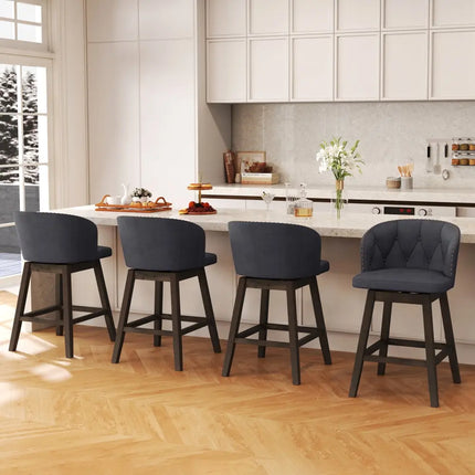 Counter Height Fabric Upholstered Bar Stools Set of 2-Gray - Gray - Bar Stools