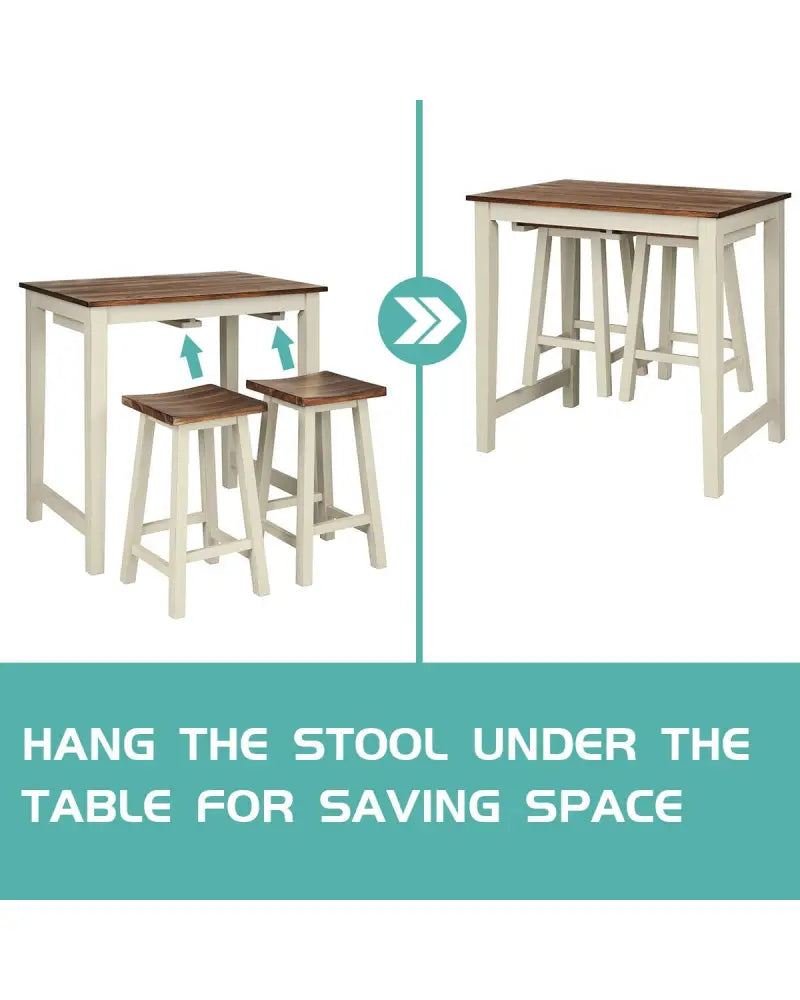 Counter Height Pub Table with 2 Saddle Bar Stools - Brown - Dining Room Sets