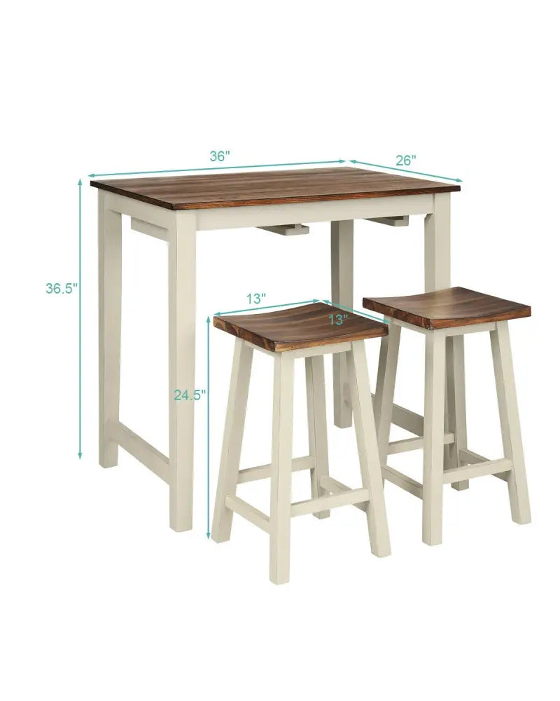 Counter Height Pub Table with 2 Saddle Bar Stools - Brown - Dining Room Sets