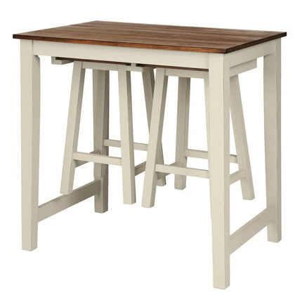 Counter Height Pub Table with 2 Saddle Bar Stools Costway