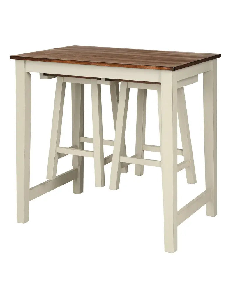Counter Height Pub Table with 2 Saddle Bar Stools - Brown - Dining Room Sets
