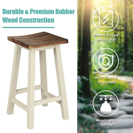 Counter Height Pub Table with 2 Saddle Bar Stools Costway
