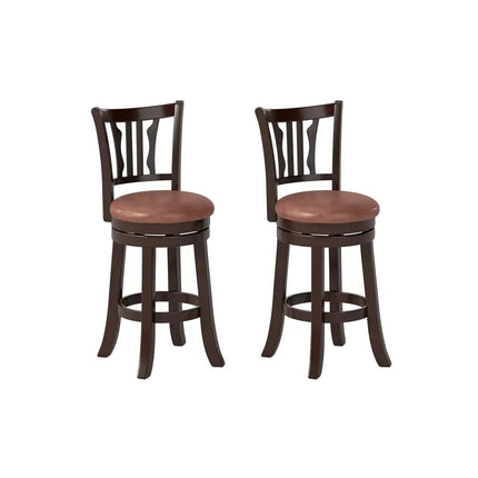 Counter Height Swivel Bar Stools Set of 2 with Back and Solid Rubber Frame-24 - Bar Stools