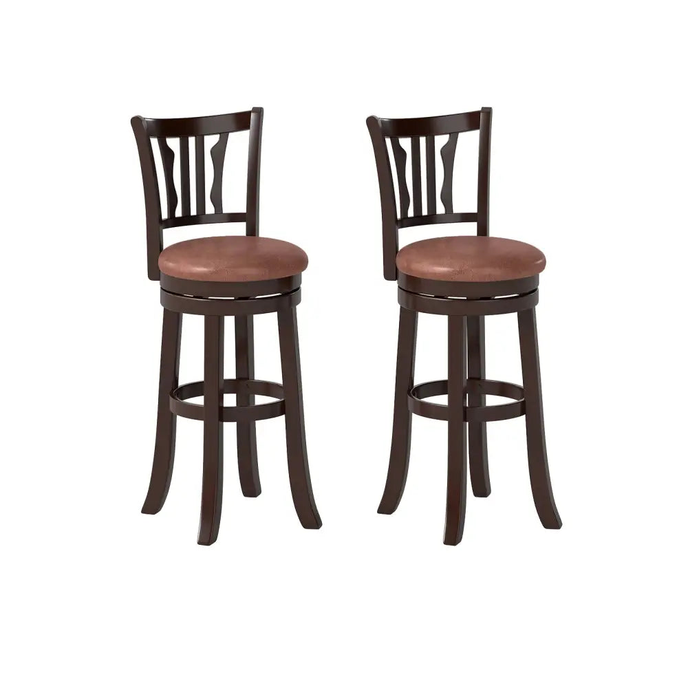 Counter Height Swivel Bar Stools Set of 2 with Back and Solid Rubber Frame-29 - Bar Stools