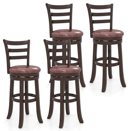 Counter Height Swivel Barstools Set of 2 with Faux Leather Seat and Wrap-around Footrest-29 - Bar Stools