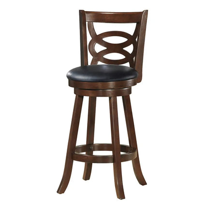Counter Height Upholstered Espresso Swivel Dining Chair with Cushion Seat-29 Inch - Brown - Bar Stools