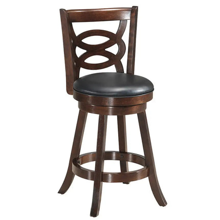 Counter Height Upholstered Espresso Swivel Dining Chair with Cushion Seat-24 Inch - Brown - Bar Stools
